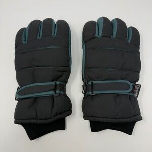 Mens Thinsulate Ski Snowboard Gloves Black Teal XL Adjustable Strap Warm Winter